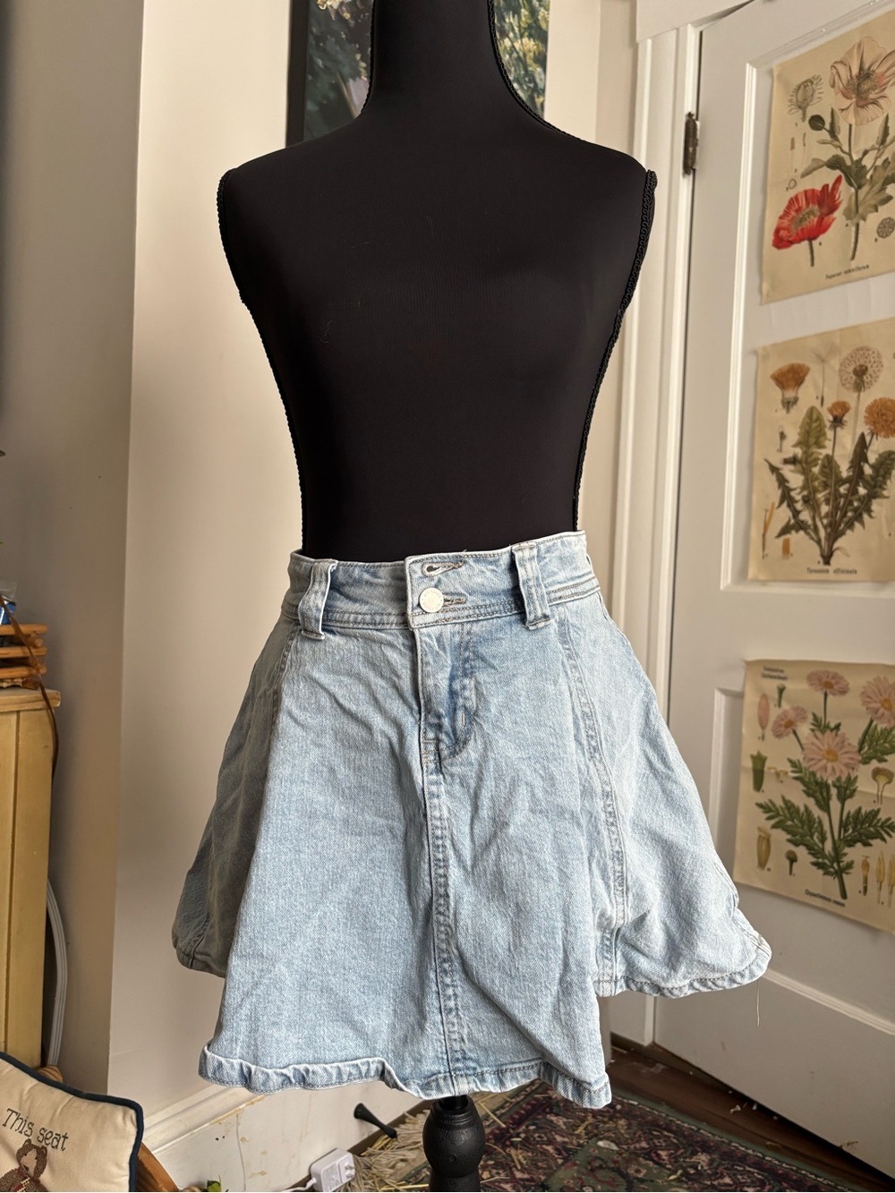 art class Light Blue Denim Circle Skirt